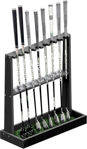 Golf Club Holder Stand,Wooden Golf Club Rack -Indoor Display Rack,Golf Club Organizer for 8 Clubs and 11 Balls Storage,Golf Rack for Storage Sports Outdoors Wall Garage in Saudi Arabia