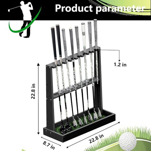Golf Club Holder Stand,Wooden Golf Club Rack -Indoor Display Rack,Golf Club Organizer for 8 Clubs and 11 Balls Storage,Golf Rack for Storage Sports Outdoors Wall Garage in Saudi Arabia