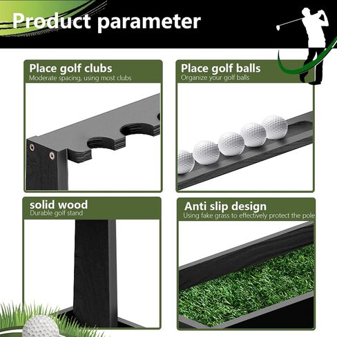 Golf Club Holder Stand,Wooden Golf Club Rack -Indoor Display Rack,Golf Club Organizer for 8 Clubs and 11 Balls Storage,Golf Rack for Storage Sports Outdoors Wall Garage in Saudi Arabia