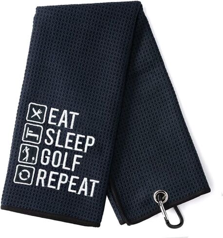 منشفة جولف DYJYBMY Eat Sleep Golf Repeat، مناشف جولف مطرزة لحقائب الجولف مع مشبك، هدايا جولف للرجال والنساء، هدايا عيد ميلاد لمحبي الجولف، هدايا التقاعد in Saudi Arabia