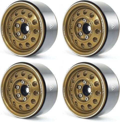 Treal Metal 1.9 Beadlock Wheel Rims 4pcs Vintage Design Wheel Hub for Wagon Wheel 1:10 RC Crawler -Type I (Black) in Saudi Arabia