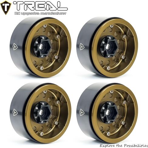 Treal Metal 1.9 Beadlock Wheel Rims 4pcs Vintage Design Wheel Hub for Wagon Wheel 1:10 RC Crawler -Type I (Black) in Saudi Arabia