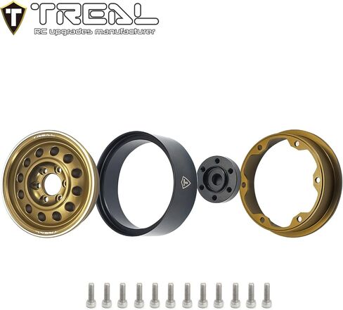 Treal Metal 1.9 Beadlock Wheel Rims 4pcs Vintage Design Wheel Hub for Wagon Wheel 1:10 RC Crawler -Type I (Black) in Saudi Arabia