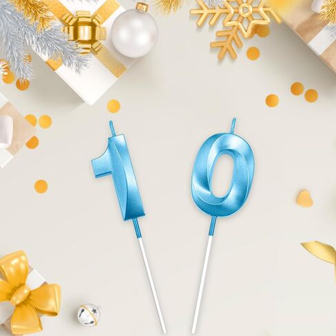 Number 10 Candle 10th Birthday Decorations for Boys 10 Birthday Candle Birthday Candles Birthday Cake Topper Cake Candles for Birthday Decoration Family Baking Reunions Blue Birthday Candles 10 in Saudi Arabia