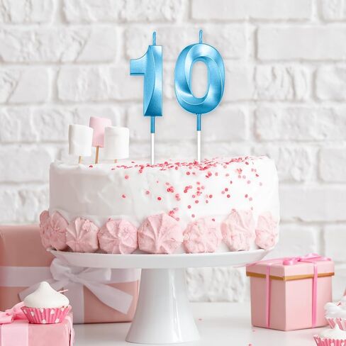 Number 10 Candle 10th Birthday Decorations for Boys 10 Birthday Candle Birthday Candles Birthday Cake Topper Cake Candles for Birthday Decoration Family Baking Reunions Blue Birthday Candles 10 in Saudi Arabia