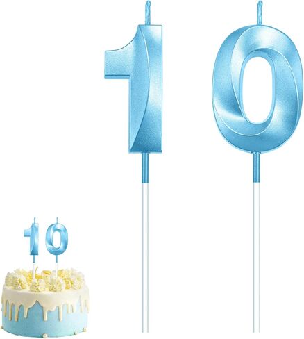 Number 10 Candle 10th Birthday Decorations for Boys 10 Birthday Candle Birthday Candles Birthday Cake Topper Cake Candles for Birthday Decoration Family Baking Reunions Blue Birthday Candles 10 in Saudi Arabia