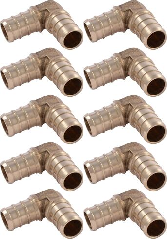 SharkBite 1/2 Inch Crimp 90 Degree Elbow, Pack of 10, Brass Plumbing Fitting, PEX Pipe, PE-RT, UC248LFA10. in Saudi Arabia