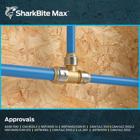 SharkBite Max 3/4 Inch x 3/4 Inch x 1/2 Inch Reducing Tee, Push To Connect Brass Plumbing Fitting, PEX Pipe, Copper, CPVC, PE-RT, HDPE, UR412A in Saudi Arabia