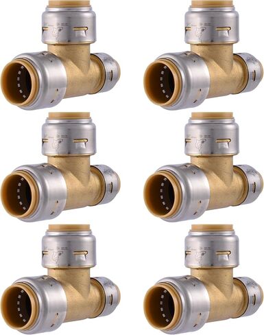SharkBite Max 3/4 Inch x 3/4 Inch x 1/2 Inch Reducing Tee, Push To Connect Brass Plumbing Fitting, PEX Pipe, Copper, CPVC, PE-RT, HDPE, UR412A in Saudi Arabia