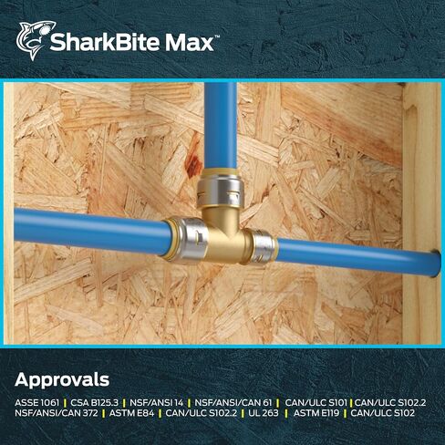 SharkBite Max 3/4 Inch x 3/4 Inch x 1/2 Inch Reducing Tee, Push To Connect Brass Plumbing Fitting, PEX Pipe, Copper, CPVC, PE-RT, HDPE, UR412A in Saudi Arabia