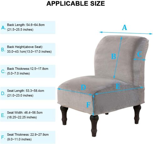 MIFXIN Armless Accent Chair Covers Velvet Stretch Soft Slipcovers for Slipper Chair without Armrest Washable Chair Couch Furniture Protector Cover for Living Room Bedroom (Silver Grey, 2 Pack) in Saudi Arabia