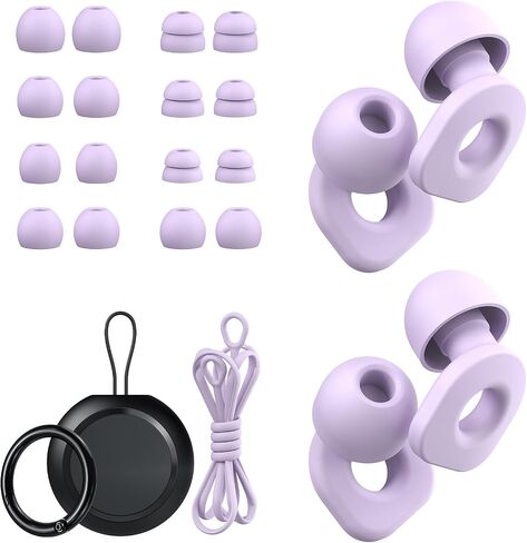 2 Pairs of Earplugs for Sleeping,Reusable Hearing Protection Earplugs with 8 Pairs Ear Tips & One Connector Cord,Soft Earplugs for Noise Reduction,Concert,Musician & Work - 25dB-30dB in Saudi Arabia