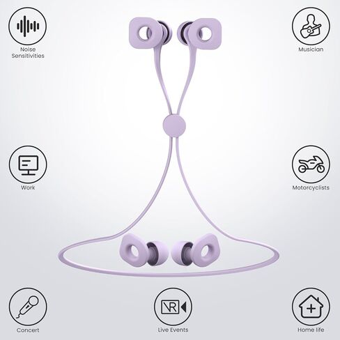 2 Pairs of Earplugs for Sleeping,Reusable Hearing Protection Earplugs with 8 Pairs Ear Tips & One Connector Cord,Soft Earplugs for Noise Reduction,Concert,Musician & Work - 25dB-30dB in Saudi Arabia