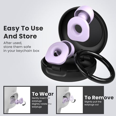 2 Pairs of Earplugs for Sleeping,Reusable Hearing Protection Earplugs with 8 Pairs Ear Tips & One Connector Cord,Soft Earplugs for Noise Reduction,Concert,Musician & Work - 25dB-30dB in Saudi Arabia