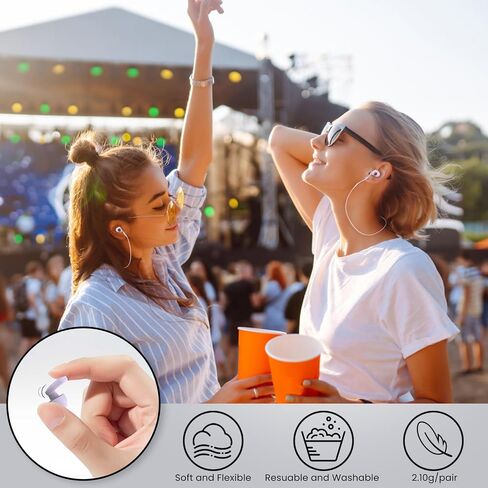 2 Pairs of Earplugs for Sleeping,Reusable Hearing Protection Earplugs with 8 Pairs Ear Tips & One Connector Cord,Soft Earplugs for Noise Reduction,Concert,Musician & Work - 25dB-30dB in Saudi Arabia