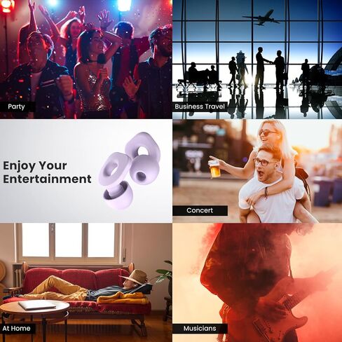 2 Pairs of Earplugs for Sleeping,Reusable Hearing Protection Earplugs with 8 Pairs Ear Tips & One Connector Cord,Soft Earplugs for Noise Reduction,Concert,Musician & Work - 25dB-30dB in Saudi Arabia