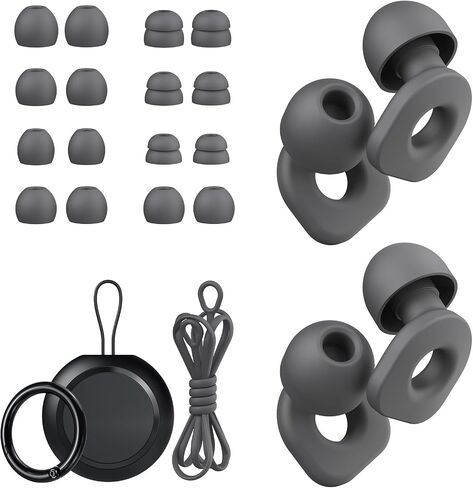 2 Pairs of Earplugs for Sleeping,Reusable Hearing Protection Earplugs with 8 Pairs Ear Tips & One Connector Cord,Soft Earplugs for Noise Reduction,Concert,Musician & Work - 25dB-30dB in Saudi Arabia