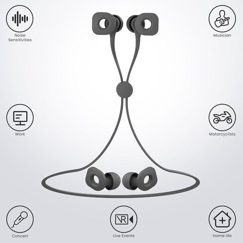 2 Pairs of Earplugs for Sleeping,Reusable Hearing Protection Earplugs with 8 Pairs Ear Tips & One Connector Cord,Soft Earplugs for Noise Reduction,Concert,Musician & Work - 25dB-30dB in Saudi Arabia