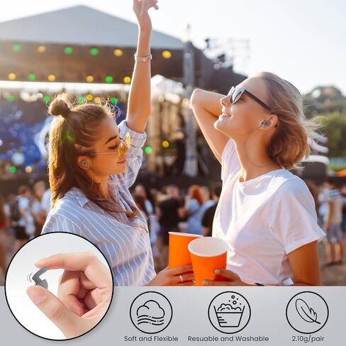 2 Pairs of Earplugs for Sleeping,Reusable Hearing Protection Earplugs with 8 Pairs Ear Tips & One Connector Cord,Soft Earplugs for Noise Reduction,Concert,Musician & Work - 25dB-30dB in Saudi Arabia