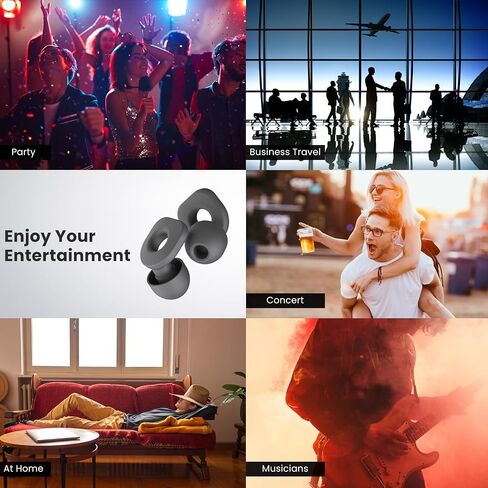 2 Pairs of Earplugs for Sleeping,Reusable Hearing Protection Earplugs with 8 Pairs Ear Tips & One Connector Cord,Soft Earplugs for Noise Reduction,Concert,Musician & Work - 25dB-30dB in Saudi Arabia