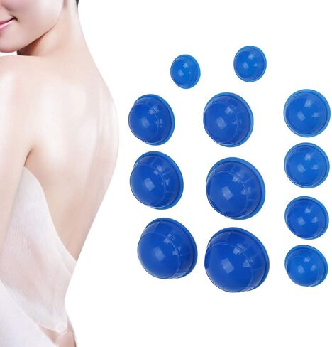 Cupping Sets 12pcs Silicone Cupping Device Stronger Suction Massaging Acupuncture Cupping Cup HealthCare for Muscle and Joint Pain Relief Blue in Saudi Arabia