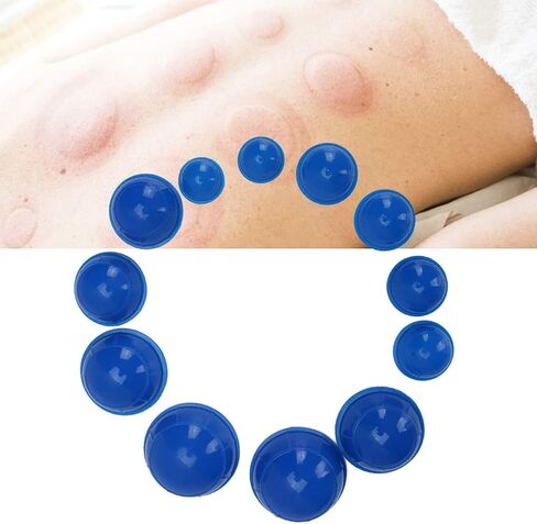 Cupping Sets 12pcs Silicone Cupping Device Stronger Suction Massaging Acupuncture Cupping Cup HealthCare for Muscle and Joint Pain Relief Blue in Saudi Arabia