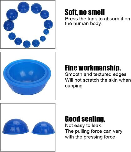 Cupping Sets 12pcs Silicone Cupping Device Stronger Suction Massaging Acupuncture Cupping Cup HealthCare for Muscle and Joint Pain Relief Blue in Saudi Arabia