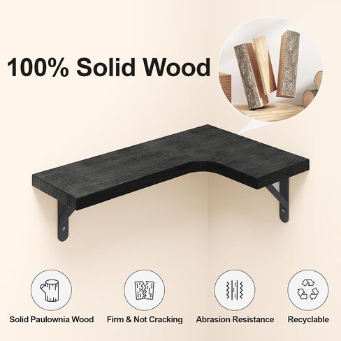 Set of 4 Floating Corner Shelves, 4 Pack Wood Floating Shelves for Wall, Brown Floating Shelf, Corner Wall Shelf, Floating Bookshelf, Bathroom Storage Shelves for Home Decor, Bedroom, Living Room in Saudi Arabia