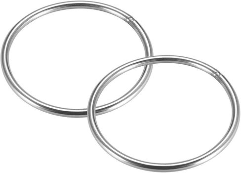uxcell 201 Stainless Steel O Ring 90mm(3.54") Outer Diameter 5mm Thickness Strapping Welded Round Rings 2pcs in Saudi Arabia