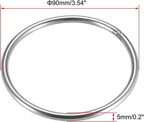 uxcell 201 Stainless Steel O Ring 90mm(3.54") Outer Diameter 5mm Thickness Strapping Welded Round Rings 2pcs in Saudi Arabia