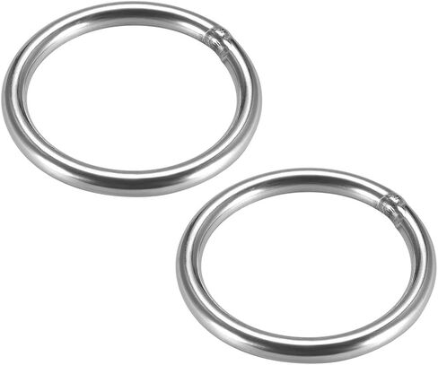 uxcell 201 Stainless Steel O Ring 90mm(3.54") Outer Diameter 5mm Thickness Strapping Welded Round Rings 2pcs in Saudi Arabia