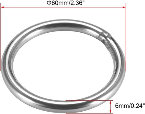 uxcell 201 Stainless Steel O Ring 90mm(3.54") Outer Diameter 5mm Thickness Strapping Welded Round Rings 2pcs in Saudi Arabia
