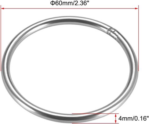 uxcell 201 Stainless Steel O Ring 90mm(3.54") Outer Diameter 5mm Thickness Strapping Welded Round Rings 2pcs in Saudi Arabia