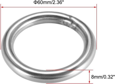 uxcell 201 Stainless Steel O Ring 90mm(3.54") Outer Diameter 5mm Thickness Strapping Welded Round Rings 2pcs in Saudi Arabia
