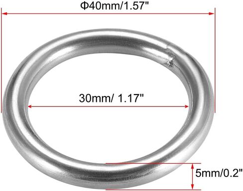 uxcell 201 Stainless Steel O Ring 90mm(3.54") Outer Diameter 5mm Thickness Strapping Welded Round Rings 2pcs in Saudi Arabia