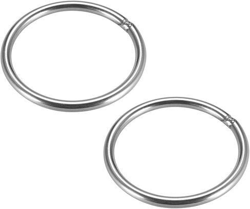 uxcell 201 Stainless Steel O Ring 90mm(3.54") Outer Diameter 5mm Thickness Strapping Welded Round Rings 2pcs in Saudi Arabia