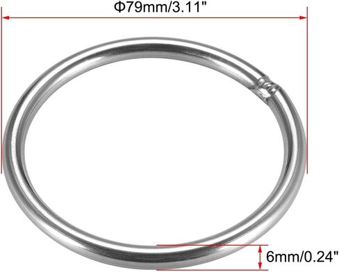 uxcell 201 Stainless Steel O Ring 90mm(3.54") Outer Diameter 5mm Thickness Strapping Welded Round Rings 2pcs in Saudi Arabia