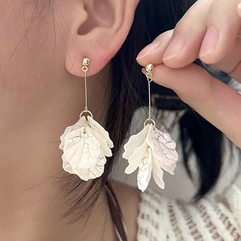 Flower Petal Earrings for Women Flower Dangle Earrings Petal Drop Dangle Earrings Wedding Floral Earrings Christmas Valentines Gifts for Teen Girls in Saudi Arabia