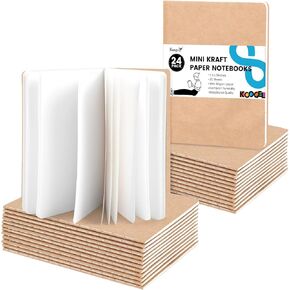Koogel 16PCS Kraft Notebooks, 3.5x5in Pocket Notebooks Blank Paper Small Pocket Journal Notepads Mini Notebook for School Office Home Travel Gifts