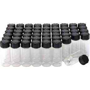 50Pcs Clear Glass Bottles, 10ml 1/3 Oz Liquid Sample Collection Glass Bottles, Small Glass Vials with Screwcap, Mini Glass Bottles With Lids for Liquids