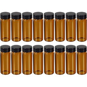 PATIKIL 50mL Glass Vials with Screw Caps, 16Pcs Liquid Sample Vial Storage for Essential Oil Liquid Sampling, Clear Black
