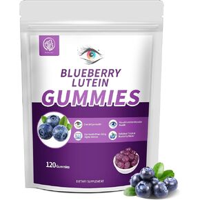 Hudetex Blueberry Lutein Eye Vitamins Gummies with 180 Count - 3 Month Supply, Vegan Eye Health Supplement for Kids and Adult, Lutein Gummies for Vision Clarity and Blue Light Support