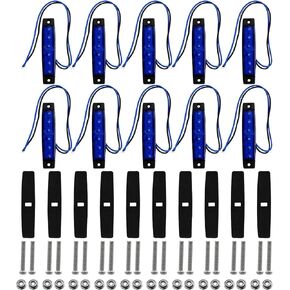 10Pack Marine Boat Lights, 12V Waterproof Boat Interior Navigation Strip Light Marine Deck Courtesy Transom Step Cockpit Lighting for Fishing Pontoon Yacht Sailboat Kayak (Blue)