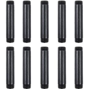 10 Pack 1/2 Inches x 4 Inches Black Malleable Steel Nipples Fitting, DIY Steampunk Industrial Vintage Style.