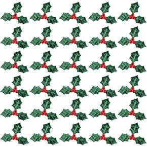 Christmas Craft Supplies 100pcs Green Artificial Berry Leaves Artificial Holly Berries Green Leaves Mini Christmas Berry Leaf for Box Home Decorations (3CM) Christmas Craft Applique
