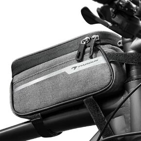 PARDUS Bike/Bicycle Phone Front Frame Bag, 4.3 x 3.9 x 8.2 inch, 200g,1L, Polyester, Waterproof Bike Bag, Phone Mount EVA Hard Shell Bike Pouch with Rain Cover Compatible with Phone below 6.8"