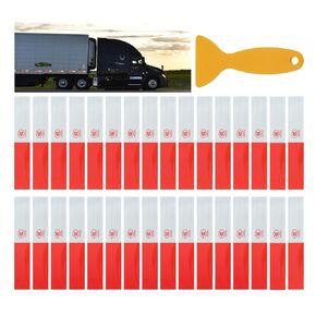 Reflective Tape, 2" × 12" × 30 PCS Red & Silver High Intensity Self Adhesive Waterproof Trailer Outdoor Safety Caution Reflector for Cars, Trucks, Trailers, Boats, Road Signs