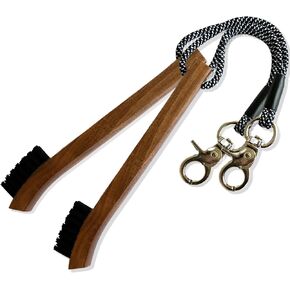 Golf Brush Made from Hickory Wood (2 Pack) - Paracord and Clip Attachment for Bags and Carts, Club Cleaner Ideal for Woods and Irons - Golf Accesories for Men