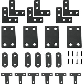 22PCS Black Stainless Steel Bracket Kit with 70 Screws Right Angle Corner Braces Angle Iron Shelf Brackets L-Shaped Corner Brackets Hardware Supports for DIY Furniture Woodworking Projects
