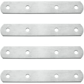 TAODAN 4PCS 5x0.8inch Length 4 Screw Holes Stainless Steel Straight Bracket Flat Fix Bracket Connector Plate Connector for Building Frames and Connecting Furniture